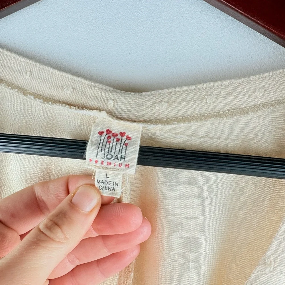 Joah Premium Top Tunic Womens Large Ivory Prairie Boho Cottagecore Flowy Pockets - Picture 2 of 8